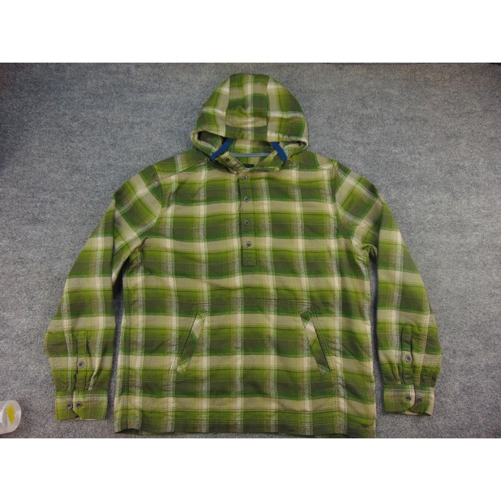Marmot Hoodie Mens XL Pullover Green Plaid Gorpcore Outdoor Flannel Shirt - Picture 2 of 9